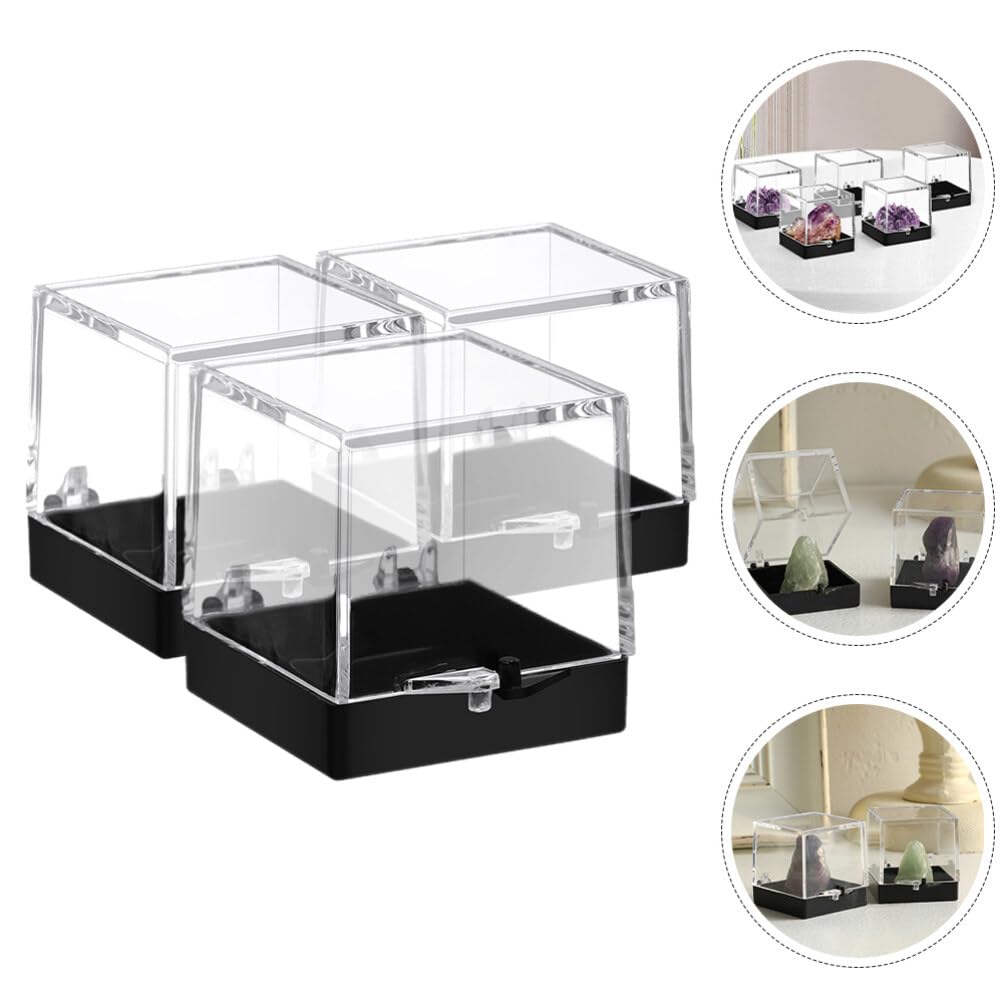 Zerodeko Transparente Präsentationsboxen Wiederverwendbar 3 Stück aus Kunststoff mit Glatter Oberfläche Einfache und Elegante Aufbewahrungslösung für Mineralienaufbewahrung für Zuhause