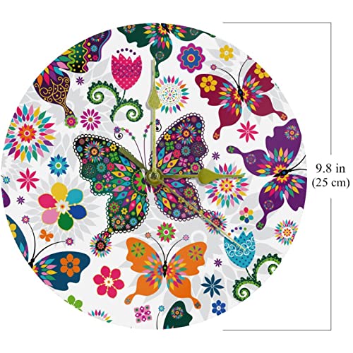 Horloge murale 24 cm à piles, pendule moderne décorative avec fleurs - 7