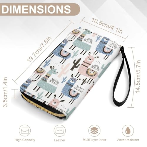 Llama Cactus Portable Long Wallet for Women Men Zipped Travel Purse Credit Card Holder Coin Pouch2