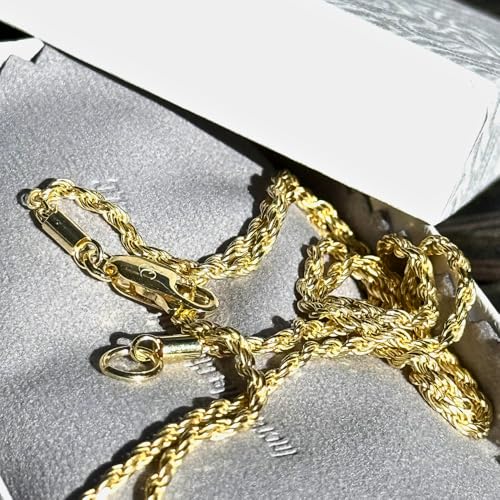 10K Solid Yellow Gold 1.5mm Diamond-Cut Rope Chain Necklace – 20"3