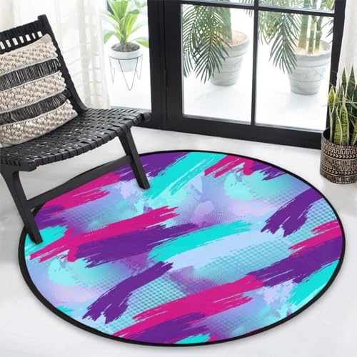 Tapis rond lavable 160 cm à imprimé abstrait avec envers antidérapant