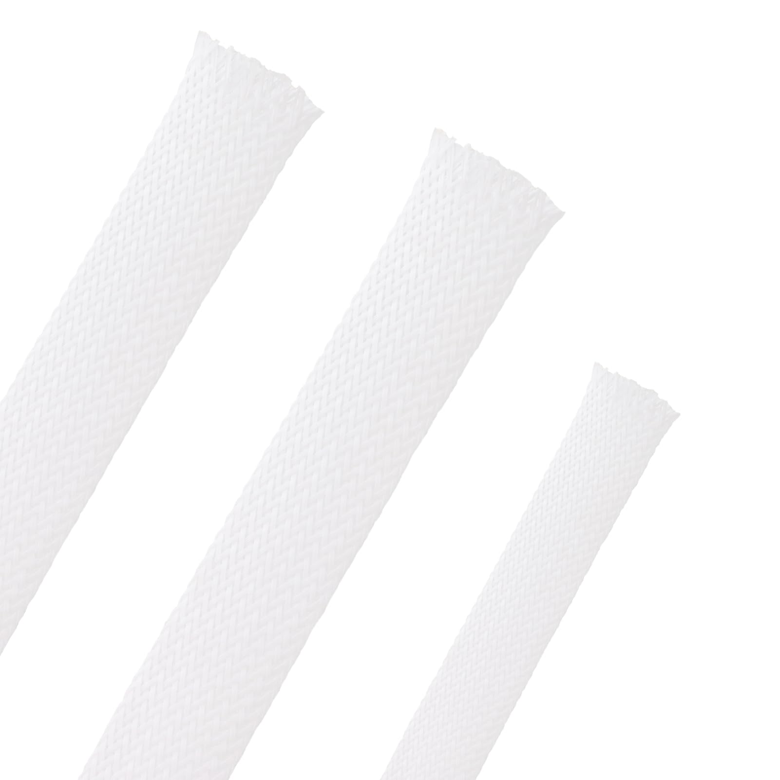 25ft PET Expandable Braided Cable Sleeve 1/2inch(12mm) Pet Braided Cable Sleeve for Audio Video Device Wire Automotive Wire (White)