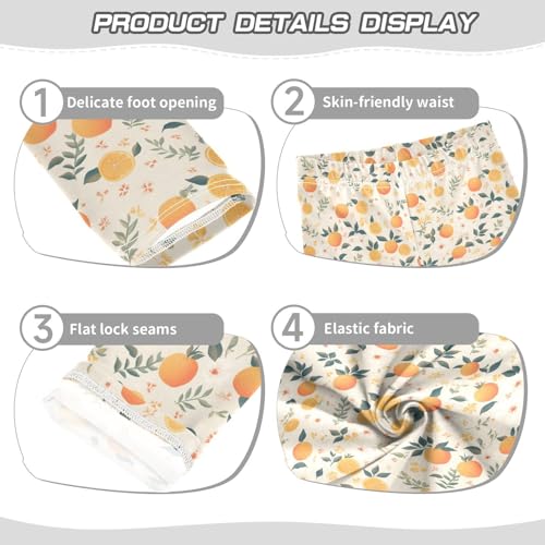 KLL Floral Pattern Orange Fruits Toddler Girls' Active Leggings Stretch Full Length Lounge Pants Gym3