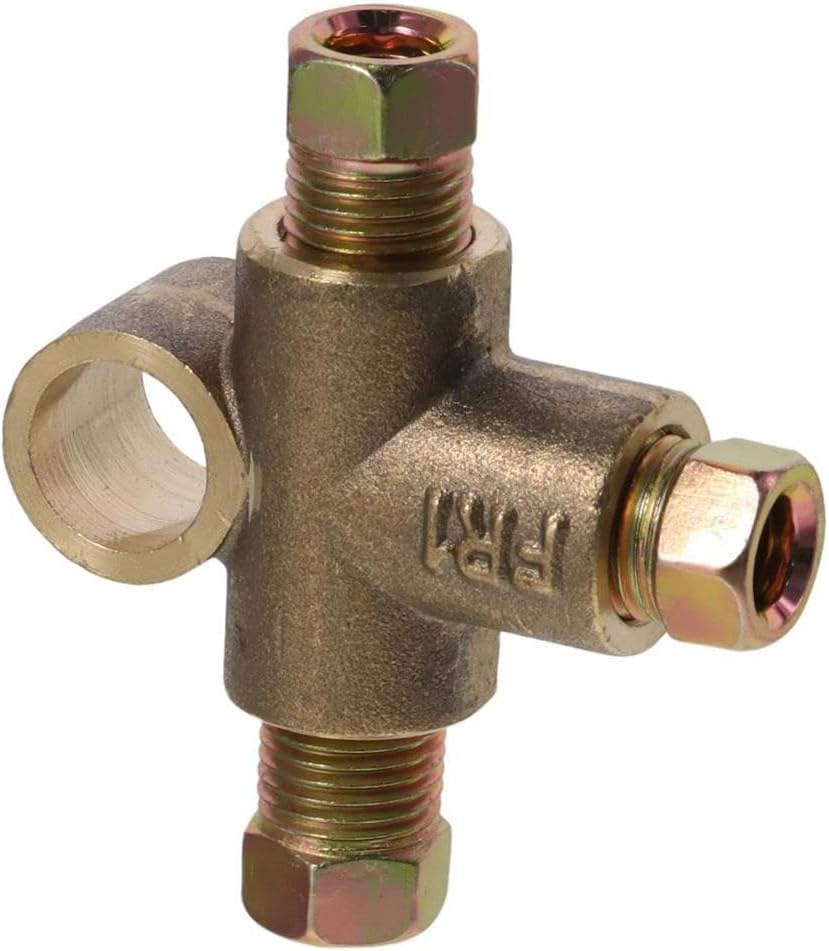 BYOBYO 3 Way T-Shape Brake Line Alloy Tee Union with 3 Male Nuts Short for 3/16in Pipe 10mm