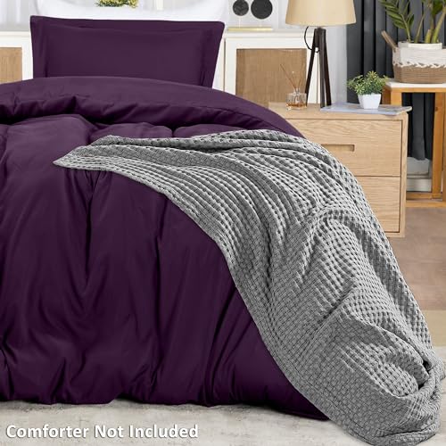 Utopia Bedding Duvet Cover Twin Size - 2 Piece with Zipper Closure - 1 Comforter Cover 68X90 Inches & 1 Pillow Sham 20X26 Inches (Purple) Comforter Not Included