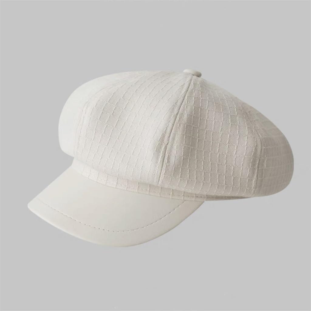 White Octagonal Hat Japanese Literary Retro Newsboy Cap Painter Hat