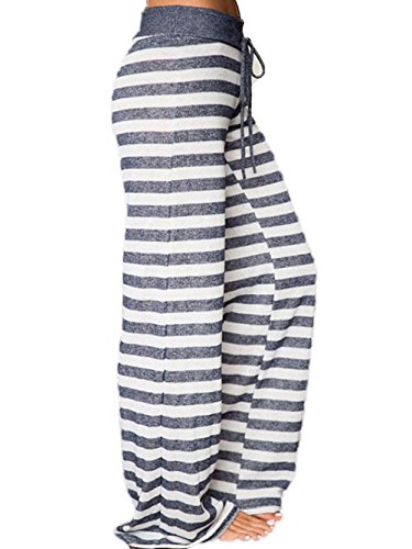 Image of iChunhua Women's Comfy Stretch Floral Print Drawstring Palazzo Wide Leg Lounge Pant