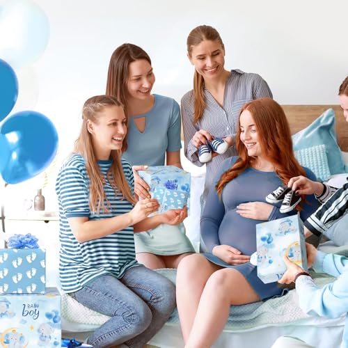 Papier cadeau bleu bébé éléphant pour anniversaire de garçon