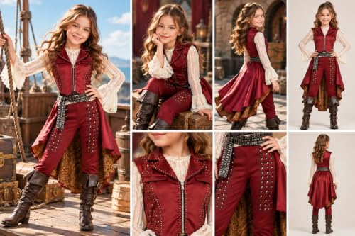 KICILVS Girls Villain Pirate Princess Hazel 4-Piece Outfit - image 7