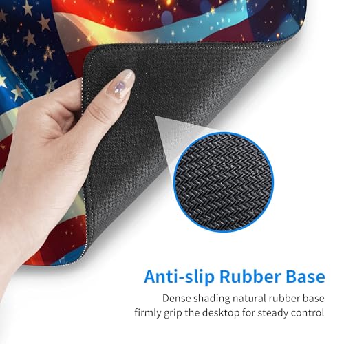 Image of Fireworks American Flag Extended Gaming Mouse Pad, with Stitched Edges Large Mouse Pad Desk Protector, Rubber Base Mousepad Keyboard Mouses Mat for Work Game Office Home- 32 inch X 12 inch Inch,E709
