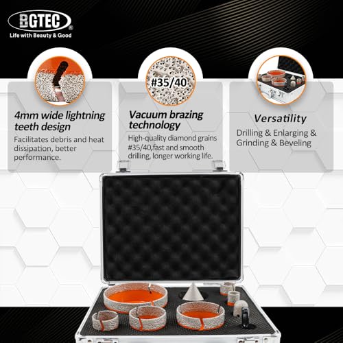 Image of Tile Hole Saw Kit Diamond - 9PCS 5 /8-11 Thread Drill Bit 19 /25 /35 /50 /65 /102mm+50mm Beveling Chamfer Bit+20mm Finger Bit+SDS Adapter for Pocelian Tile Ceramic Marble Granite Stoneware