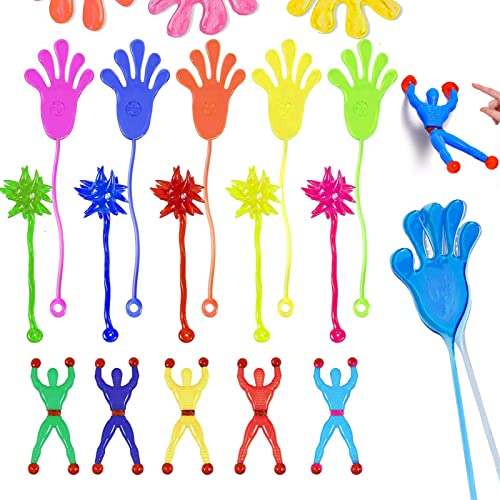 KEMIN 15 Pièces jouet collant Mains collantes colorées Jouets Extensibles Paumes d'escalade Multicolores Collants Muraux Climbers Roulement Hommes Cadeau d'anniversaire pour garçons Filles Cover