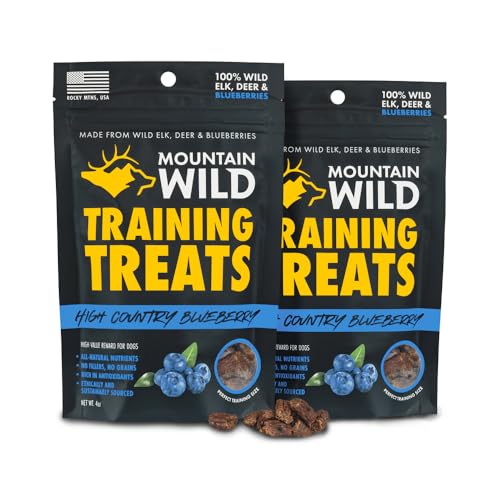 Image of MOUNTAIN WILD Blueberry Elk & Venison Training Treats for Dogs - 4oz 2 Bags | Puppy & Dog Protein Treat, High Value, All Natural, No Fillers, Grain Free, No Artificial Preservatives