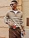 PJ PAUL JONES Men Quarter Zip Up Sweater Long Sleeve Fashion Striped Cable Knit Pullover Polo Sweater Khaki