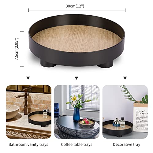 Lioong Black Round Modern Decorative Tray Coffee Table Trays Round Bathroom Vanity Trays Home Decor Gift For Women Mom Girls #TOP4