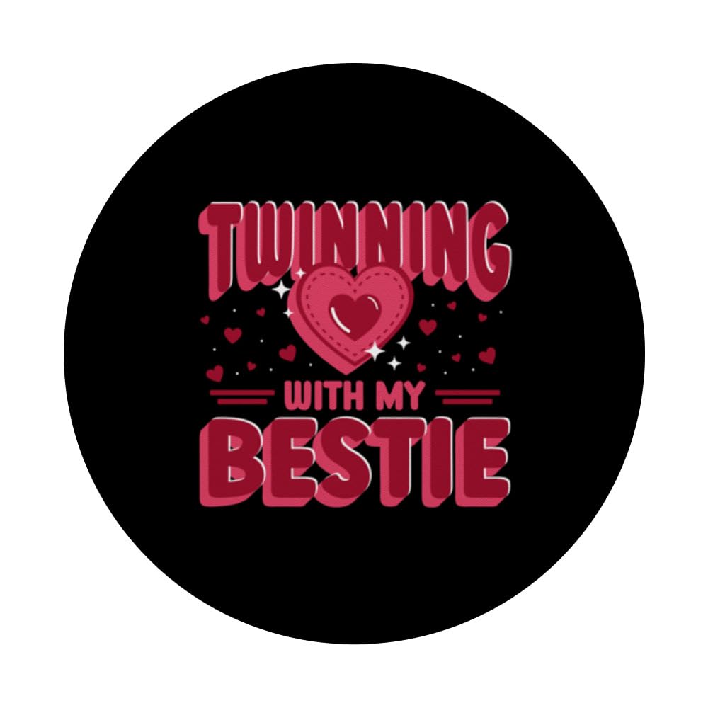 Twinning Bestie Friends Matching Twins Day PopSockets Swappable PopGrip, Black - Image 3