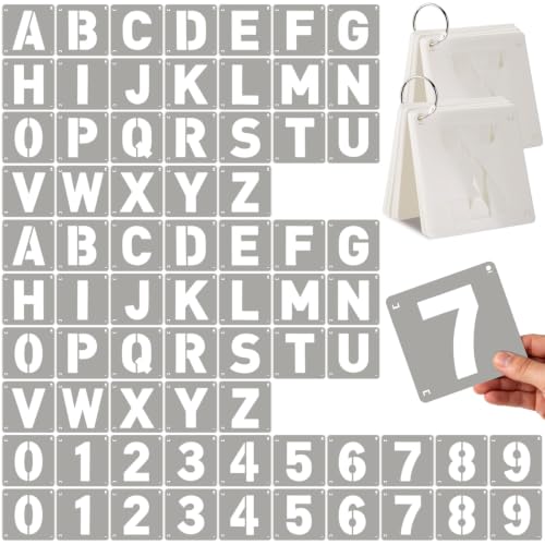 72 Pcs True 3 Inch Letter & Number Stencils - 2 Full Craft Stencil Sets (A-Z & 0-9) Reusable Alphabet Templates Interlocking Stencils for Painting on Wood Wall Fabric Rock Sign Craft Projects
