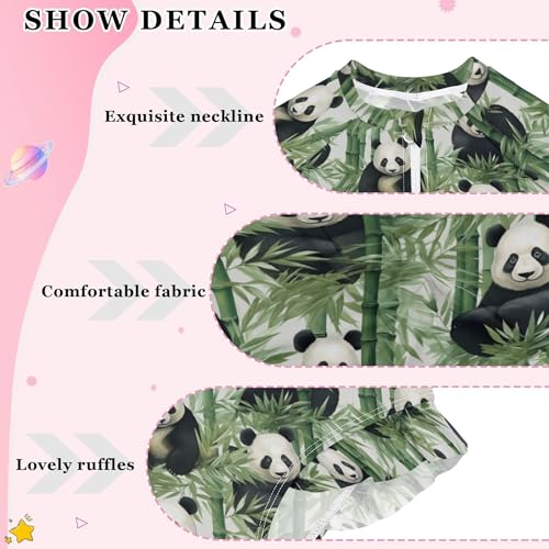 Panda Animal Bamboo Girls Long Sleeve Rashguard Swimsuit UV Protection One-Piece Swimwear Bathing Suit B04027654