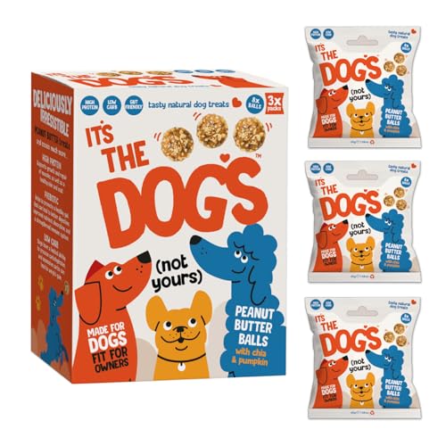 It's the Dogs Peanut Butter Dog Treats Pack of 3x45G Natural Dog Treats with Chia & Pumpkin - Tasty Training Treats, High Protein, Gut Friendly, Grain - Gluten Free, Low Carb, Non GMO It's the Dogs Peanut Butter Dog Treats Pack of 3x45G Natural Dog Treats with Chia & Pumpkin - Tasty Training Treats, High Protein, Gut Friendly, Grain - Gluten Free, Low Carb, Non GMO