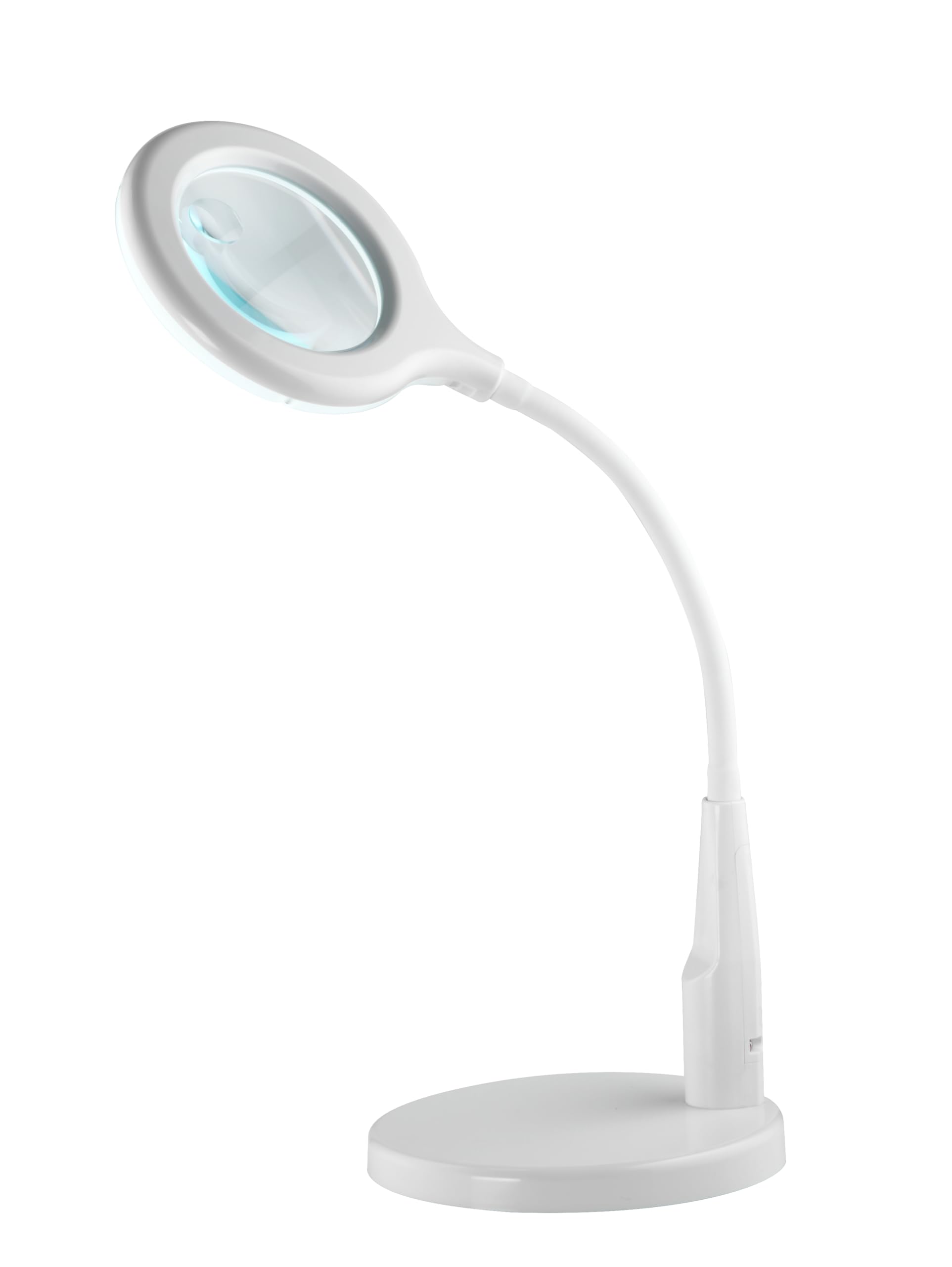 Alco-Albert - LED Lupenleuchte mit 14 cm Lupe weiß | Vergrößerungsleuchte mit 3,5 Zoll Glaslinse, 3 und 12 Dioptrien, für Basteln, Lesen und Feinarbeiten
