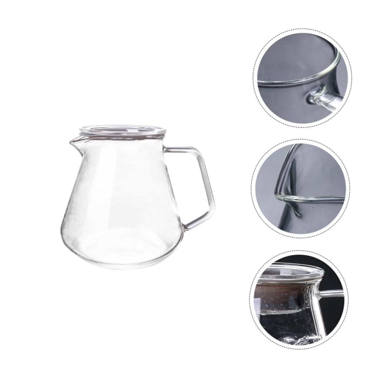 KICHOUSE Elegant 500ml Glass Kettle Heat Resistant Server for Makers Coffee Juice Milk Tea for Home