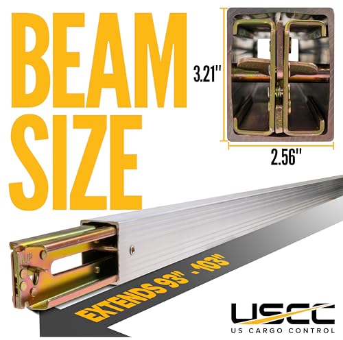 Image of US Cargo Control E Track Load Bars 93 inch-103 inch (8-Pack), 2,200 LBS Working Load Limit, Adjustable Aluminum Load Bars for Semi Trailers & Box Trucks, Shoring Beam or Decking Beam with Side Flat Latch