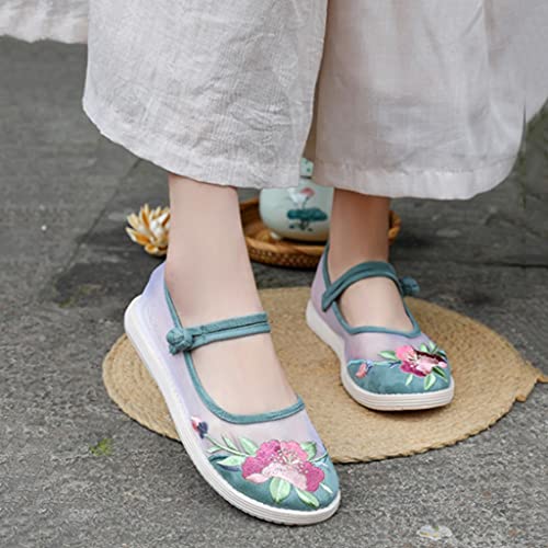 Spring New Flat-Heeled Round-Toe Hollow Women's Shoes Comfortable Shallow Mouth Embroidered Shoes Cloth Shoes Mesh Shoes (Color : A Size : Code 36) (A Code 35)