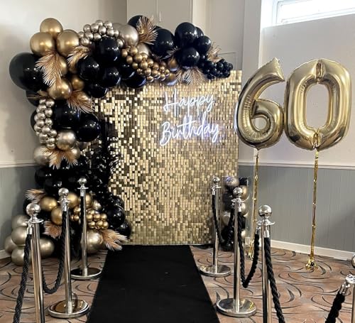 Image of Shimmer Wall Backdrop Champagne Gold Sequin Wall Panel Backdrop Decor for Wedding, Anniversary, Birthday, Party, 36 Panels