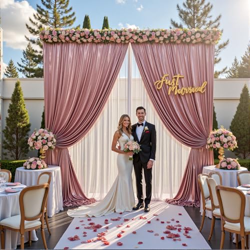 Image of 10x10 ft Wrinkle Free Rose Gold Sequin Backdrop Curtain for Parties,Thick Not Fall-Off Glitter Backdrop Drapes,2 Panels 5x10ft Shimmer Photo Back Drop Cloth for Wedding Birthday Photography Background