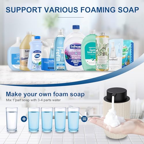 Image of Ceramic Foaming Soap Dispenser, 12 oz Bathroom Foam Hand Soap Dispenser, Refillable Lotion Soap Dispenser with Removable Pump for Kitchen Hand Wash Dispenser, Modern Home Decor (Speckled Beige)