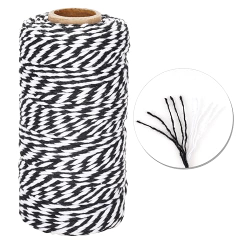 Image of jijAcraft Black and White Twine String, 328 Feet Christmas Bakers Twine String, 2MM Heavy Duty Packing String for DIY Crafts, Christmas Decoration, Gift Wrapping, Craft Wrapping