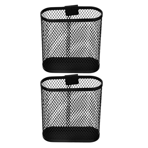 FUNNETOYU Portalápices de Metal Gancho Lateral para Escritorio, Organizador de Papelería de Malla Grande, Contenedor de Bolígrafos Resistente para Oficina y Uso Escolar, Pack de 2