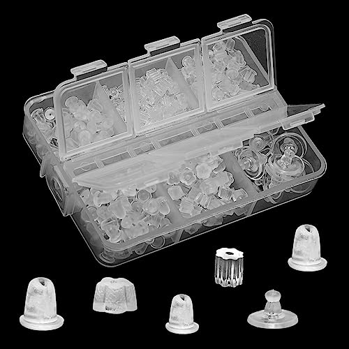 600pcs Silicone Earring Backs Full-Cover Clear Earring Backs Hypoallergenic Soft Ear Safety Pads Backstops for Stabilize Earring Studs Hooks (6 Styles)