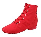 missfiona Womens Canvas Over The Ankle Jazz Dance Boots Lace-up Ballroom Modern Dance Shoes(6.5,...