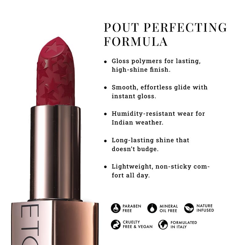 Image of Moisture Shine Lipstick | Get Light Catching Shine | High Gloss, Ultra-Creamy & Rich Payoff | Buildable, Non-Sticky Finish | Vegan & Paraben Free | Cherry On Top | 4g