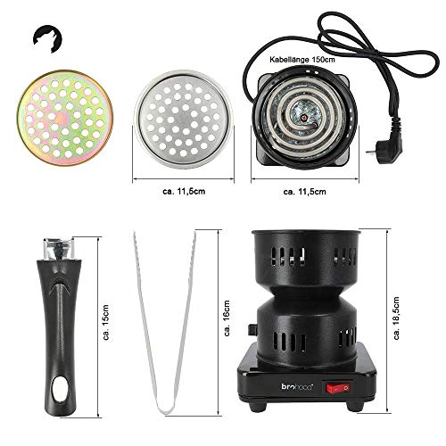 Brohood® FIRETWISTER elektrischer Shisha-Kohleanzünder 650W | Mit Kohlebehälter, Kohlezange und Kohlegitter – Bild 6