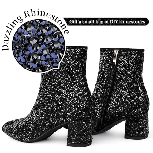 Image of MISSMILLER Rhinestone Boots for Women Sparkly Cowgirl Boots Pointed Toe Chunky Heels Rhinestone Cowboy Boots