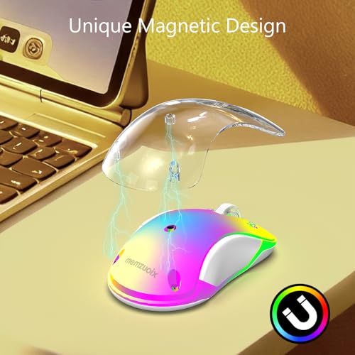Image of memzuoix 2.4G Wireless Mouse with Customizable Cover & 9-Color LED - Rechargeable Ergonomic, 1400 DPI, 5 Buttons, USB Receiver for PC /Mac - Yellow