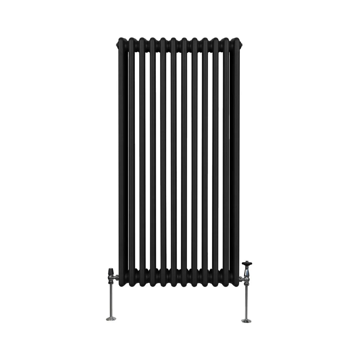 Tradycyjny grzejnik 3-kolumnowy 1500 mm x 562 mm nowoczesny grzejnik centralnego ogrzewania, matowy, czarny, stal węglowa, pionowy, montowany na ścianie, kuchnia, salon, łazienka, zestaw do mocowania