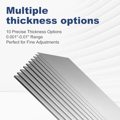 Image of 50 Pcs Shim Stock Assortment, 304 Stainless Steel 1 inch Width x 6 inch Length Metal Shims for Leveling, Gap Filler Trim Strip, DIY & Industrial Use (0.001 inch-0.01 inch Thickness)