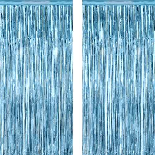 ZATAYE 2 Pack Ocean Blue Winter Wonderland Foil Curtain Decorations