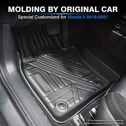 Kust Custom Fit Floor Mats For Mazda 3 2019-2023 Mazda3 Floor Liners All Weather Car Mats 1St & 2Nd Row Liners Black Non-Slip #TOP1