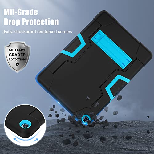 Wesorol For Walmart Onn 10.1 Inch Tablet Case Gen 2 2020 (Model 100011886) Only, Shockproof Kids Friendly Heavy Duty Hybrid Rugged Case With Built-In Kickstand For Onn 10.1 Tablet, Black+Blue #TOP4