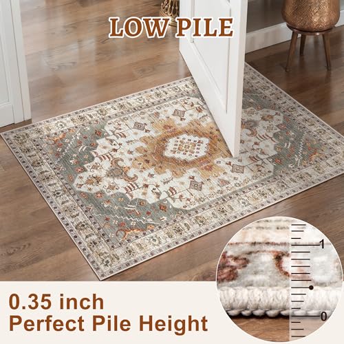 Image of Tangsoo Oriental 2x3 Washable Rugs for Entryway, Non Slip Small Area Rug