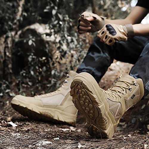 Men's Military Army Boots Breathable Tactical Boots Durable Combat Work Shoes Lightweight Hiking Walking Boots,Sand -404