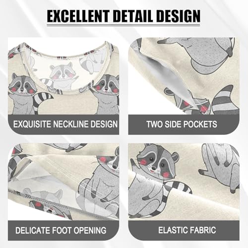 Cartoon Raccoon Beige Pajama Set Short Sleeve Summer Pajamas Shorts Sets PJ Clothes Set Soft 5Y4