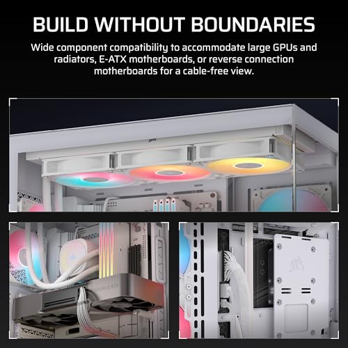 Image of CORSAIR 3500X RS ARGB Panoramic Mid-Tower PC Case - 3X Pre-Installed Fans, High Airflow, Spacious Interior, GPU Anti-Sag, Reverse Connection Motherboard Compatible - White