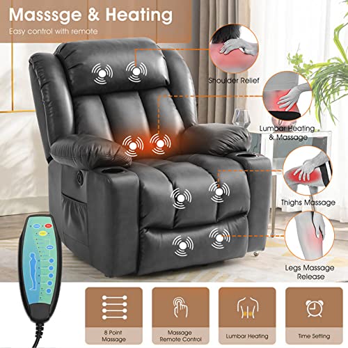 Ashomeli Large Lift Recliner Chair For Elderly With Massage And Heating Function (Grey) #TOP2
