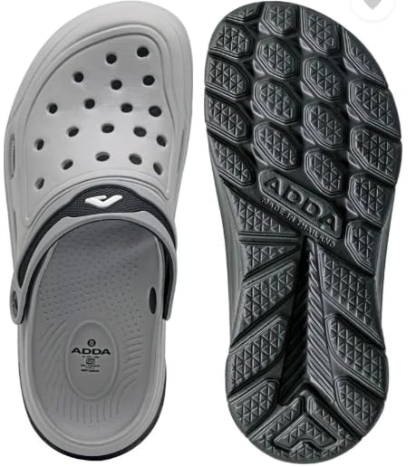 Image of ADDA Men's Stylish Casual Sports Clogs /Sandals with Adjustable Back Strap for Adults | Comfortable & Lightweight| Stylish & Anti-Skid| Waterproof & Everyday Use Mules for Gents /Boys (GREY, UK 10)
