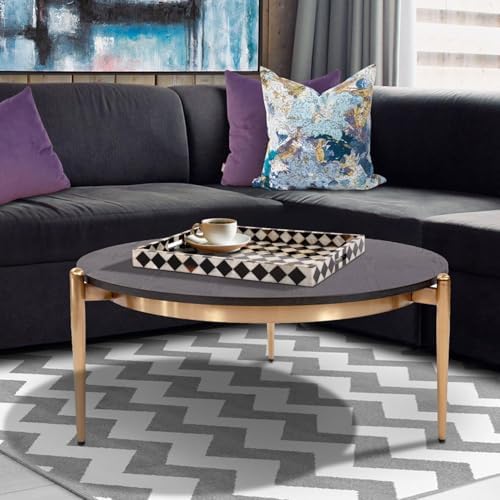 Howard Elliott Collection Julianna Horn and Shell Inlay Wooden Serving Tray, Pearl and Black Rectangular Decorative Tray with Handles for Breakfast, Parties, Weddings & Table Decor, 24 x 18.25 Inch